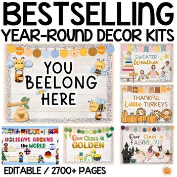 Preview of Bestselling Classroom Decor Kits - Year Round Bulletin Boards - Back to School