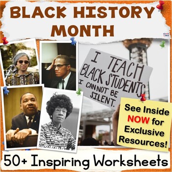 Preview of 50% OFF Black History Month Activity Packet, Middle School Worksheets Bundle