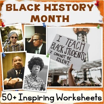 Preview of 50% OFF Black History Month Activity Packet, Middle School Worksheets Bundle