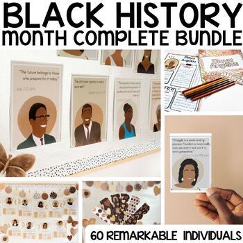 Preview of Black History Month Bundle, Biography & Quote Posters, Research, Classroom Decor