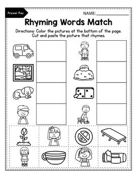 cvc rhyming worksheets for kindergarten rhyming words worksheets