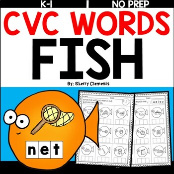 Preview of CVC Words | Fish | Ocean Animals | Summer | Write the Word | Worksheets
