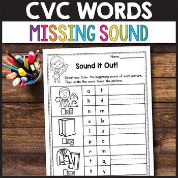 cvc words worksheets beginning middle ending sounds tpt