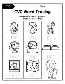 cvc words worksheets cvc words work tracing words tpt