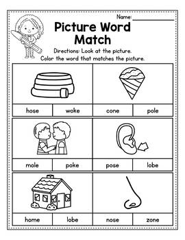 Cvce Worksheets Silent E Activities Picture Word Match Tpt