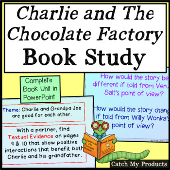 Preview of Charlie and the Chocolate Factory Novel Study for Promethean Board Use