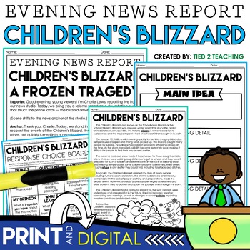 Preview of Children's Blizzard Passage Summarize Nonfiction Writing Graphic Organizer