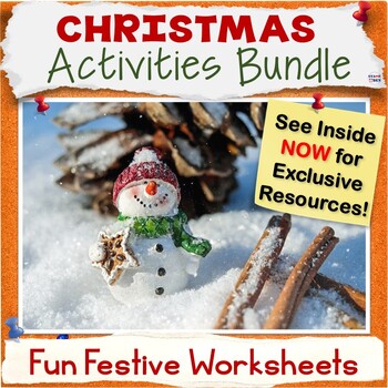 Preview of 50% OFF Christmas Activity Packet, Middle School Fun Winter Worksheets Bundle