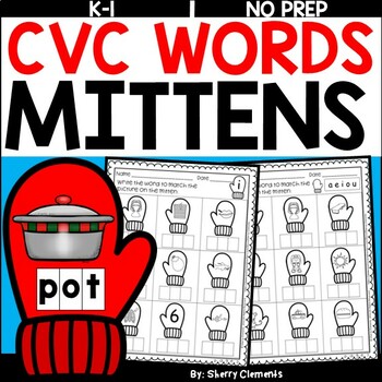 Preview of Winter CVC Words | Mittens | Worksheets | Write the Word