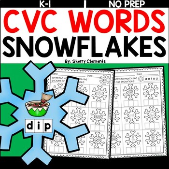 Preview of Winter CVC Words | Snowflakes | Worksheets | Write the Word