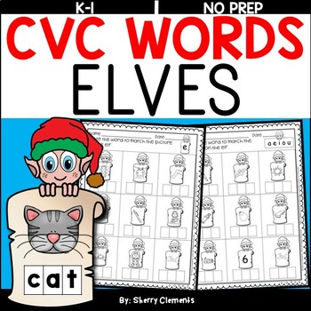 Preview of Christmas CVC Words | Worksheets | Elf | Write the Word | Elves