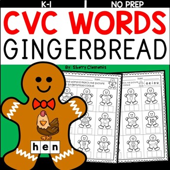 Preview of Christmas CVC Words | Gingerbread Man | Worksheets | Write the Word