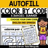 Color by code | EDITABLE AUTOFILL PDF| ENGLISH AND SPANISH