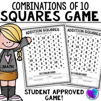 Preview of Combination of 10 - Addition Squares Math Game