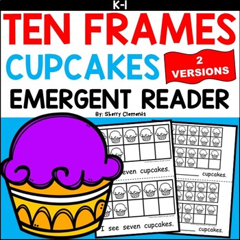 Preview of Cupcakes Emergent Reader | Party | Ten Frames to 20 | Number Words