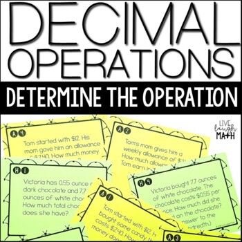 Preview of Decimal Operations Word Problem Task Cards - Determine the Operation Activity