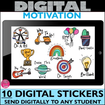 Preview of Digital Stickers for Google & Seesaw Motivational Testing Notes Rewards 