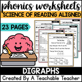 Digraphs Worksheets - The Science of Reading - Kindergarte