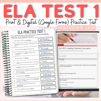 Preview of ELA Test Prep Language Arts Review 1 Print And Digital