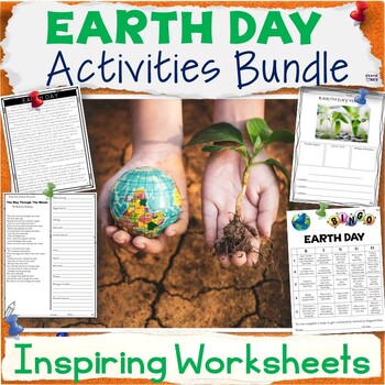 Preview of 50% OFF Earth Day Activity Packet, Middle School Worksheets, ELA Sub Plans