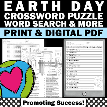 Earth Day Activities Crossword Science Vocabulary Distance Learning Packet