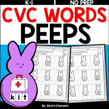 Preview of Easter | CVC Words | Peeps | Write the Word | Worksheets