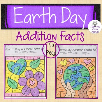 Preview of Earth Day Addition Color by Number - Basic Addition Facts