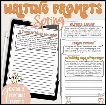 Preview of Spring Writing Prompts: ELA Test Prep Narrative, Opinion, Informational