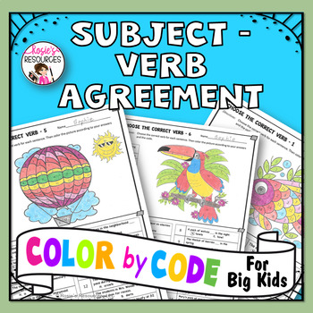 Preview of Color by Code Grammar - Subject Verb Agreement