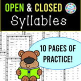 Open Syllables and Closed Syllables Word Lists