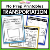 Transportation Worksheets - Air Land Water Vehicles - Printables