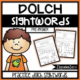 Worksheets for Pre Primer Dolch Sight Words