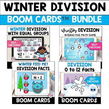Preview of Winter Division Math Boom Cards™ Bundle