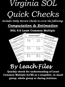 Preview of GRADE 5 MATH VIRGINIA SOL QUICK CHECKS: SOL 5.6 LCM