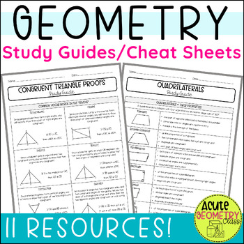 Preview of Geometry Cheat Sheet Bundle - High School Geometry Study Guides for Assessments