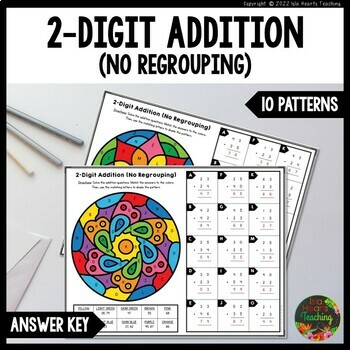 Preview of 2-Digit Addition (No Regrouping) Color by Number Worksheets l Double Digit