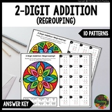 2-Digit Addition (Regrouping) Color by Number Worksheets l