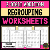 2-Digit Addition Worksheets with Regrouping Standard Algor