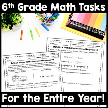 Preview of 6th Grade Math Performance Task Constructed Response Questions Practice & Rubric