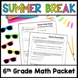 6th Grade Math Summer Break Packet, Spiral Review End-of-Y