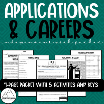 Preview of Psychology: Applications & Careers Independent Work Packet