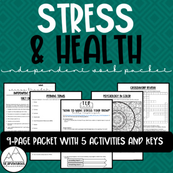 Preview of Psychology: Stress & Health Independent Work Packet