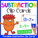 Subtraction Clip Cards for Subtraction Fact Fluency Practi