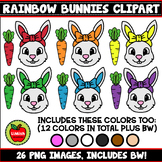 Rainbow Bunnies Matching Clipart