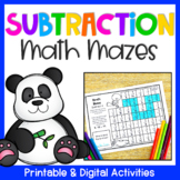 Subtraction Activities - Math Maze Worksheets for Subtract