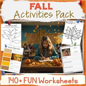 Preview of 50% OFF Fall Activity Packet, Autumn Worksheets, Emergency Sub Plans Bundle