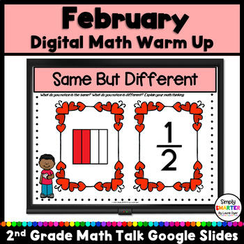 Preview of February Second Grade Digital Math Warm Up For GOOGLE SLIDES