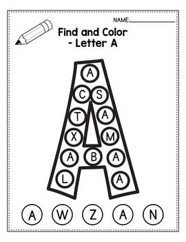 Find The Letter Alphabet Worksheets - Bingo Dabber Activities | TpT