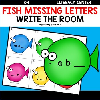 Preview of Fish | Missing Letters | Write the Room | Lowercase | Spring | Summer