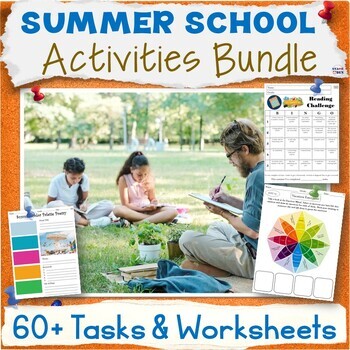 Preview of 50% OFF Summer School Activity Packet, ELA Worksheets, NO PREP Sub Plans Bundle